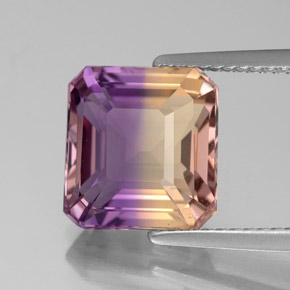 4.36캐럿 천연 바이컬러 아메트린, 에메랄드 컷, 10.2×9.6 mm, VS