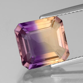 4.01캐럿 천연 바이컬러 아메트린, 에메랄드 컷, 10.6×10 mm, VS