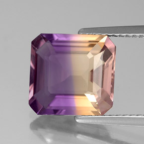 4.01캐럿 천연 바이컬러 아메트린, 에메랄드 컷, 10.6×10 mm, VS