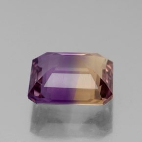 4.01캐럿 천연 바이컬러 아메트린, 에메랄드 컷, 10.6×10 mm, VS