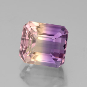 3.53캐럿 천연 바이컬러 아메트린, 에메랄드 컷, 9×8.2 mm, VS