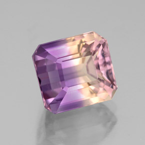 3.53캐럿 천연 바이컬러 아메트린, 에메랄드 컷, 9×8.2 mm, VS