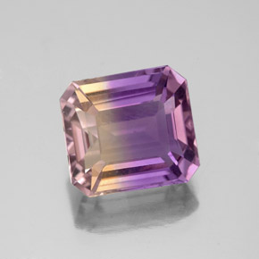 2.97캐럿 천연 바이컬러 아메트린, 에메랄드 컷, 9.1×8.2 mm, VS
