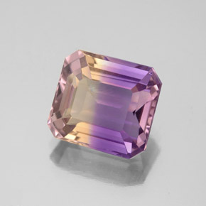 2.97캐럿 천연 바이컬러 아메트린, 에메랄드 컷, 9.1×8.2 mm, VS