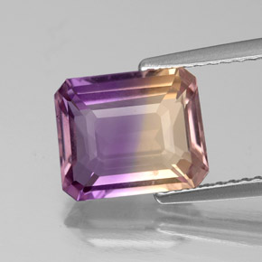 2.76캐럿 천연 바이컬러 아메트린, 에메랄드 컷, 9.8×8.1 mm, VS