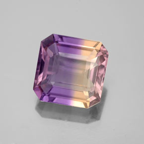 3.06캐럿 천연 바이컬러 아메트린, 에메랄드 컷, 9.4×9.3 mm, VS