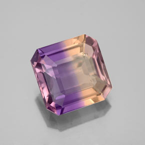 3.06캐럿 천연 바이컬러 아메트린, 에메랄드 컷, 9.4×9.3 mm, VS