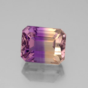 3.11캐럿 천연 바이컬러 아메트린, 에메랄드 컷, 9.2×7.5 mm, VVS