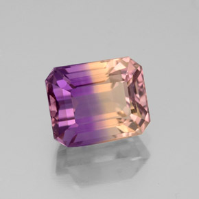 3.11캐럿 천연 바이컬러 아메트린, 에메랄드 컷, 9.2×7.5 mm, VVS