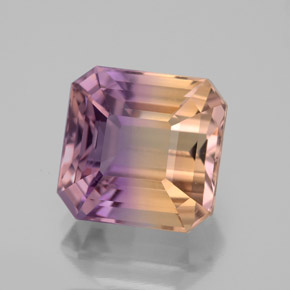 5.98캐럿 천연 바이컬러 아메트린, 에메랄드 컷, 10.5×10.2 mm, VVS-VS