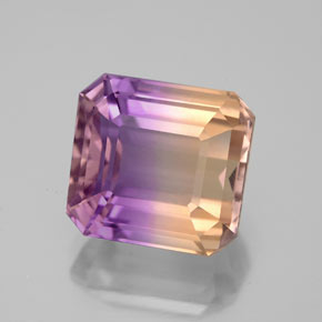5.58캐럿 천연 바이컬러 아메트린, 에메랄드 컷, 10.7×9.9 mm, VS