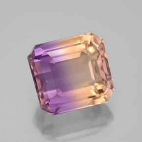 5.58캐럿 천연 바이컬러 아메트린, 에메랄드 컷, 10.7×9.9 mm, VS