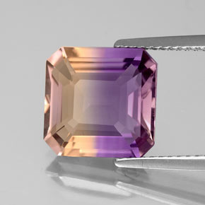 4.13캐럿 천연 바이컬러 아메트린, 에메랄드 컷, 10.5×10.3 mm, VS-SI