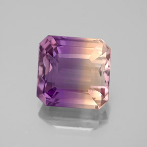 4.26캐럿 천연 바이컬러 아메트린, 에메랄드 컷, 9.8×9.5 mm, VVS-VS