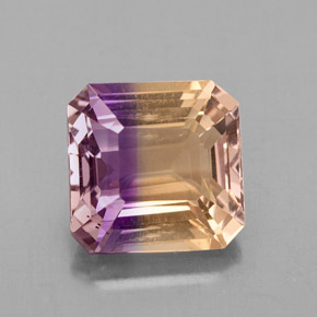 4.37캐럿 천연 바이컬러 아메트린, 에메랄드 컷, 10×9.7 mm, VS