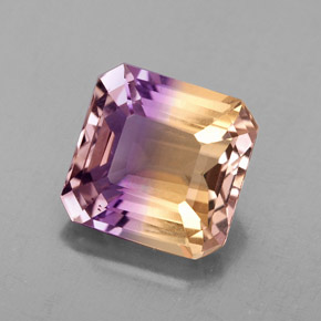 4.37캐럿 천연 바이컬러 아메트린, 에메랄드 컷, 10×9.7 mm, VS