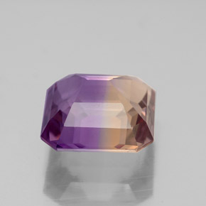 3.91캐럿 천연 바이컬러 아메트린, 에메랄드 컷, 9.8×9.8 mm, VVS-VS
