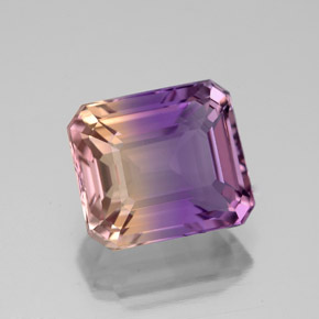 4.01캐럿 천연 바이컬러 아메트린, 에메랄드 컷, 10×8.7 mm, VVS