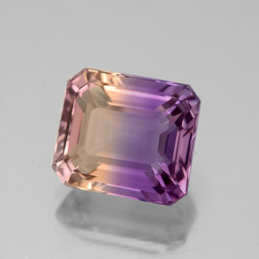 4.01캐럿 천연 바이컬러 아메트린, 에메랄드 컷, 10×8.7 mm, VVS