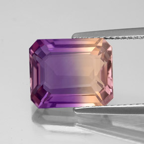 4.36캐럿 천연 바이컬러 아메트린, 에메랄드 컷, 11.4×9.4 mm, VS