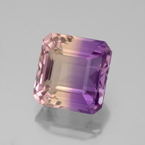 4.74캐럿 천연 바이컬러 아메트린, 에메랄드 컷, 10×9.6 mm, VVS-VS