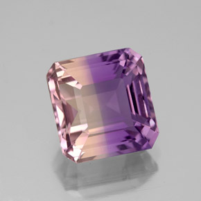 4.74캐럿 천연 바이컬러 아메트린, 에메랄드 컷, 10×9.6 mm, VVS-VS