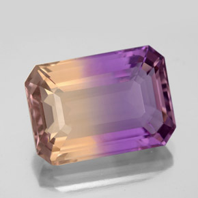 10.42캐럿 천연 바이컬러 아메트린, 에메랄드 컷, 16.1×11.5 mm, VVS