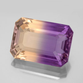 10.42캐럿 천연 바이컬러 아메트린, 에메랄드 컷, 16.1×11.5 mm, VVS