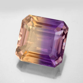 9.94캐럿 천연 바이컬러 아메트린, 에메랄드 컷, 13.2×13.1 mm, VS
