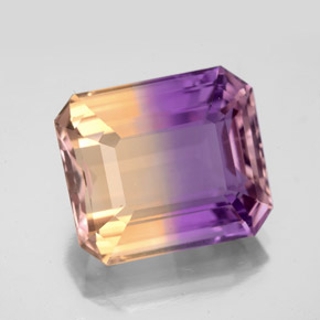 9.81캐럿 천연 바이컬러 아메트린, 에메랄드 컷, 14.1×12.2 mm, VVS