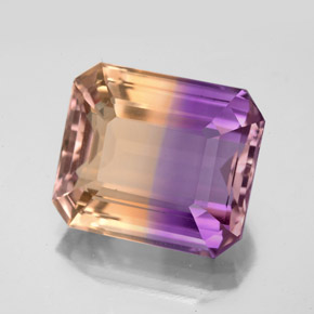 9.81캐럿 천연 바이컬러 아메트린, 에메랄드 컷, 14.1×12.2 mm, VVS