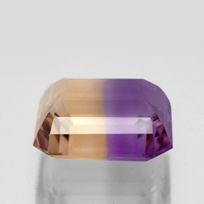 9.81캐럿 천연 바이컬러 아메트린, 에메랄드 컷, 14.1×12.2 mm, VVS