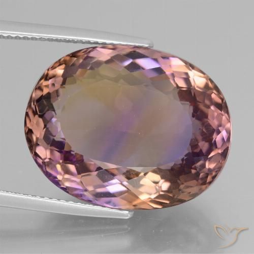 27.34캐럿 천연 바이컬러 아메트린, 타원형 컷, 21.7×17.2 mm, VVS