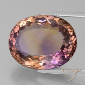27.34캐럿 천연 바이컬러 아메트린, 타원형 컷, 21.7×17.2 mm, VVS