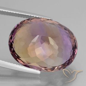 27.34캐럿 천연 바이컬러 아메트린, 타원형 컷, 21.7×17.2 mm, VVS
