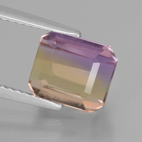 3.06캐럿 천연 바이컬러 아메트린, 에메랄드 컷, 8.7×7.6 mm, VS