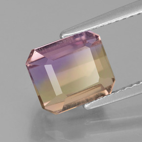 3.06캐럿 천연 바이컬러 아메트린, 에메랄드 컷, 8.7×7.6 mm, VS