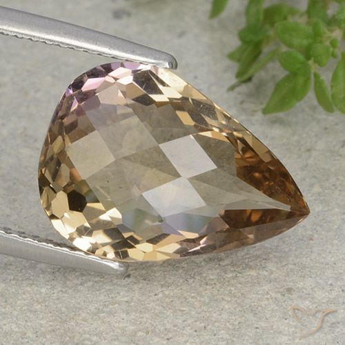 7.02ct 자연스러운 바이컬러 아메트린, 배 모양, VVS