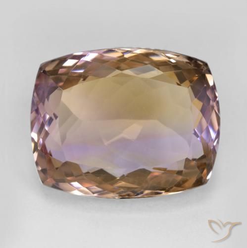 18.73캐럿 천연 바이컬러 아메트린, 쿠션 컷, 17.7×13.9 mm, VS