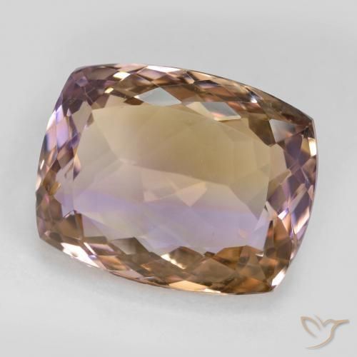18.73캐럿 천연 바이컬러 아메트린, 쿠션 컷, 17.7×13.9 mm, VS