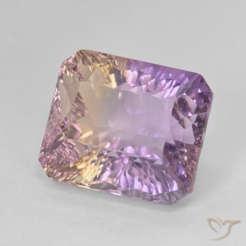 8.84캐럿 천연 바이컬러 아메트린, 에메랄드 컷, 13.1×11.3 mm, VVS-VS