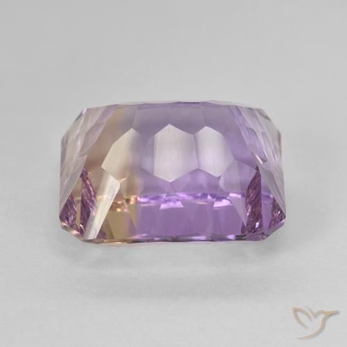 8.84캐럿 천연 바이컬러 아메트린, 에메랄드 컷, 13.1×11.3 mm, VVS-VS