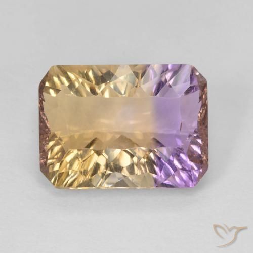 5.35캐럿 천연 바이컬러 아메트린, 에메랄드 컷, 12.9×9.5 mm, VVS-VS