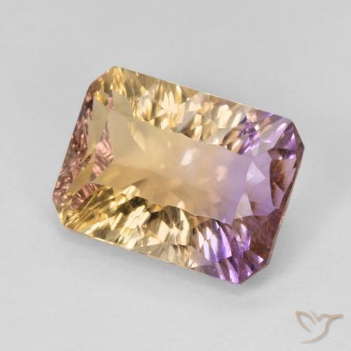 5.35캐럿 천연 바이컬러 아메트린, 에메랄드 컷, 12.9×9.5 mm, VVS-VS