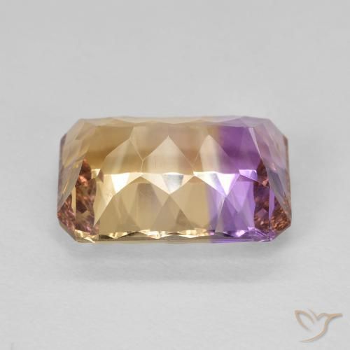 5.35캐럿 천연 바이컬러 아메트린, 에메랄드 컷, 12.9×9.5 mm, VVS-VS