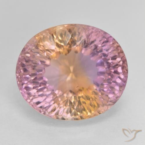 12.79캐럿 2색 아메트린, 15.7 x 13.5mm 타원형 오목 컷 브라질산, Photo A