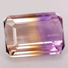 16.32캐럿 천연 Violet Golden 아메트린, 에메랄드 컷, 17.6×12.5 mm, SI