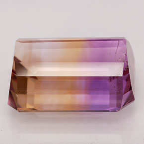 16.32캐럿 천연 Violet Golden 아메트린, 에메랄드 컷, 17.6×12.5 mm, SI