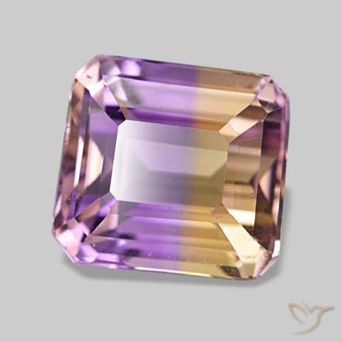 4.22캐럿 천연 바이컬러 아메트린, 에메랄드 컷, 9.4×8.7 mm, VVS-VS
