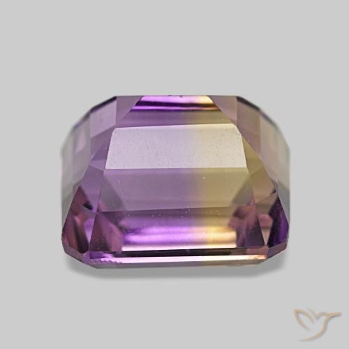 4.22캐럿 천연 바이컬러 아메트린, 에메랄드 컷, 9.4×8.7 mm, VVS-VS